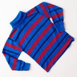 Vintage 70’s Knitite blue, red, and black striped turtleneck • size 2/4T