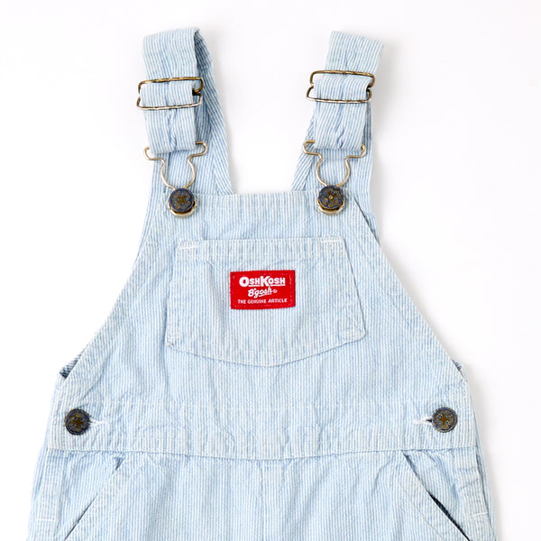 Vintage OshKosh light blue fine stripe engineer red label overalls - 3/4T