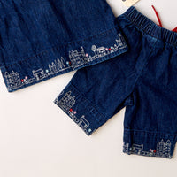 Y2K OshKosh Deadstock embroidered town denim jacket + pants set • baby up to 12 months