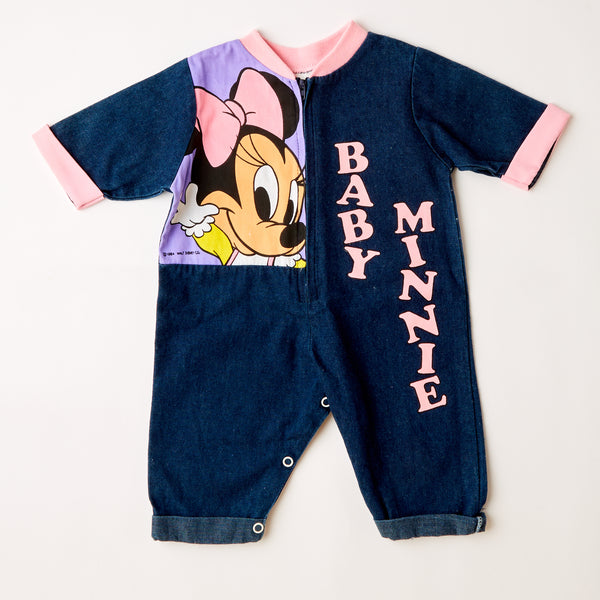 Vintage Baby Minnie NWOT chambray jumpsuit romper • Size 3/9 months