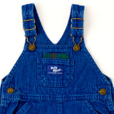 Vintage Baby B’Gosh blue wash overalls with plaid flannel details - 18/24 months