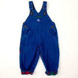 Vintage Baby B’Gosh blue wash overalls with plaid flannel details - 18/24 months
