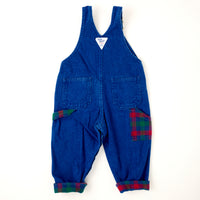 Vintage Baby B’Gosh blue wash overalls with plaid flannel details - 18/24 months