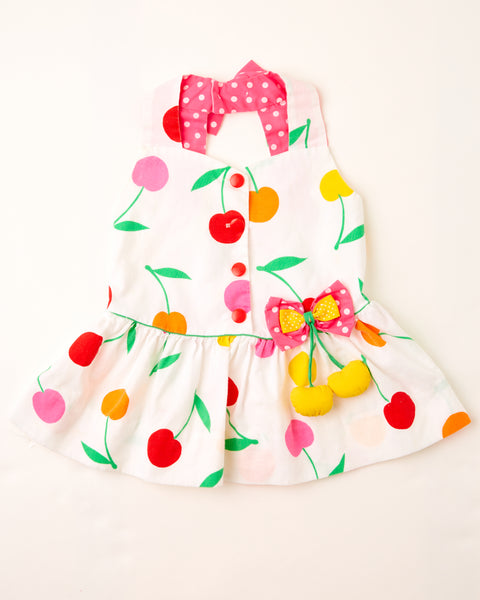 Vintage fruit peplum waist top with little dangling stuffed fruit good for 3/5t as top or 18/24m as dress.