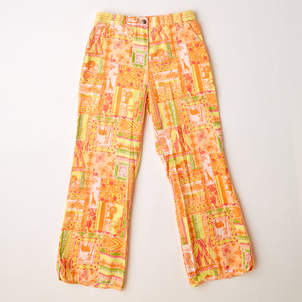 Y2K Talbots Kids animal + floral AOP flare pants • Size 6