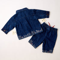 Y2K OshKosh Deadstock embroidered town denim jacket + pants set • baby up to 12 months