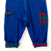 Vintage Baby B’Gosh blue wash overalls with plaid flannel details - 18/24 months