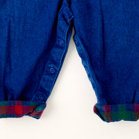 Vintage Baby B’Gosh blue wash overalls with plaid flannel details - 18/24 months