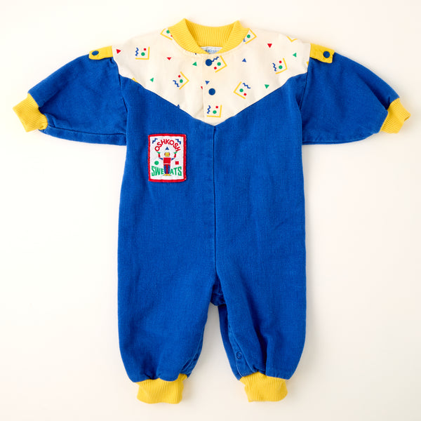 Vintage Oshkosh Sweats color block squiggle design jumpsuit - Size 6/9 months