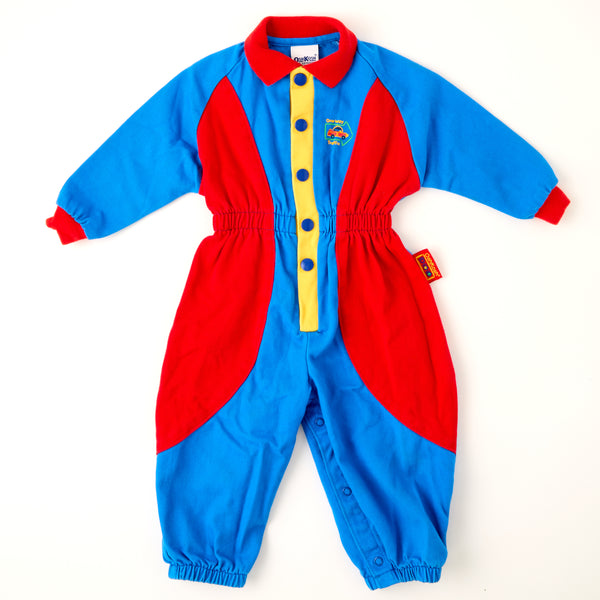 Vintage OshKosh primary color block One Way Traffic jumpsuit with stop light tag - 18 months