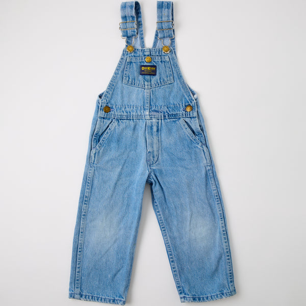 Vintage OshKosh light wash denim paper tag overalls - 3T
