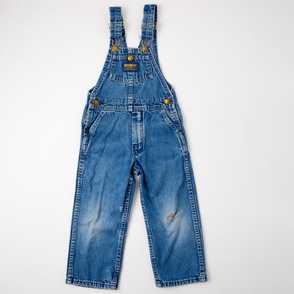 Vintage OshKosh dark wash distressed overalls - 4T