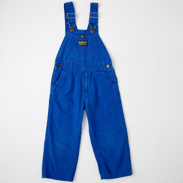 Vintage OshKosh solid primary blue overalls - Size 4T