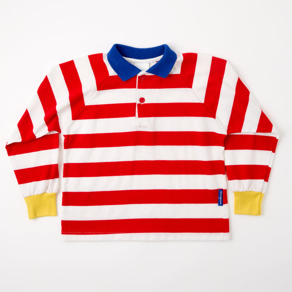 Vintage OshKosh primary color block red stripe polo - Size 5