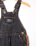 Vintage OshKosh black denim overalls with Western faux suede fringe - size 24m
