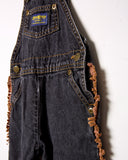 Vintage OshKosh black denim overalls with Western faux suede fringe - size 24m