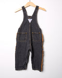 Vintage OshKosh black denim overalls with Western faux suede fringe - size 24m