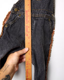 Vintage OshKosh black denim overalls with Western faux suede fringe - size 24m