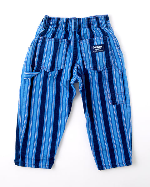 Vintage OshKosh two-tone blue chunk + thin stripe pants - Size 2t