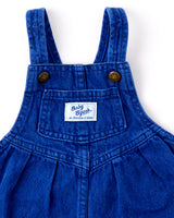 Vintage OshKosh blue wash pleated front bubble romper overalls - 12 months