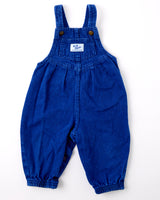 Vintage OshKosh blue wash pleated front bubble romper overalls - 12 months