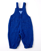 Vintage OshKosh blue wash pleated front bubble romper overalls - 12 months
