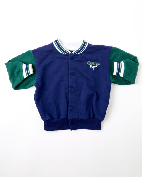 Vintage OshKosh blue + green color block embroidered logo sweatshirt jacket - Size 3t