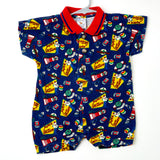 Vintage Gas Station Theme AOP Tee Romper with Screw/Nut Buttons - 18m