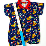 Vintage Gas Station Theme AOP Tee Romper with Screw/Nut Buttons - 18m