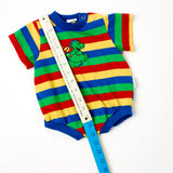 Vintage Health-tex Color Block Chunky Stripe Dinosaur Bubble Romper - 3/6m