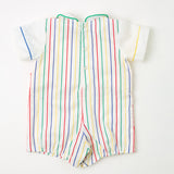 Vintage Bryan Primary Stripe Circus Lion Faux Two-Piece Romper - 6-12m