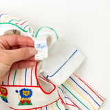 Vintage Bryan Primary Stripe Circus Lion Faux Two-Piece Romper - 6-12m