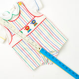 Vintage Bryan Primary Stripe Circus Lion Faux Two-Piece Romper - 6-12m