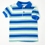 Vintage OshKosh Blue + Green Striped Polo - 4T