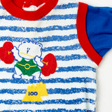 Vintage Color Block Weightlifter Bear Bubble Romper - 18m