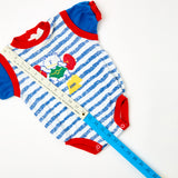 Vintage Color Block Weightlifter Bear Bubble Romper - 18m