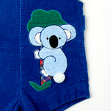 Vintage Koala Corduroy Jon Jon Romper + Plaid Button Down Shirt Set - 12m