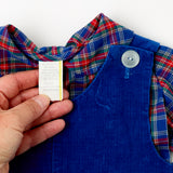 Vintage Koala Corduroy Jon Jon Romper + Plaid Button Down Shirt Set - 12m