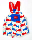 Vintage OshKosh Primary Color Whale Print Bubble Romper - 6/9m to 12m