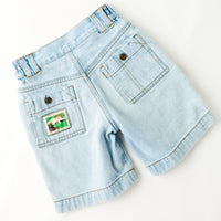 Vintage Levi's "Protect the Rainforest" White Tab light wash cinch waist denim adventure shorts · Size 4T+