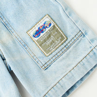 Vintage Levi's "Protect the Rainforest" White Tab light wash cinch waist denim adventure shorts · Size 4T+