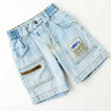 Vintage Levi's "Protect the Rainforest" White Tab light wash cinch waist denim adventure shorts · Size 4T+