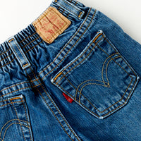 Vintage Levi's 526 Regular Relaxed Fit red tab denim shorts with elastic back waist · Size 4T
