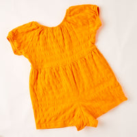 Vintage Honors bright orangey yellow textured bubble romper · Size 3T up to 4