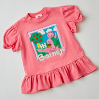 Vintage Barney apple picking puff sleeve peplum top · size 4/5T