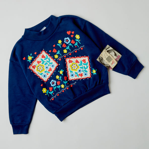 Vintage deadstock Kids N' Fun floral puff print crewneck sweatshirt · 3/4T