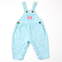 Vintage OshKosh teal engineer stripe bubble overalls with paper tag, 12/18 months