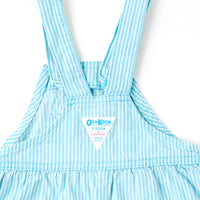 Vintage OshKosh teal engineer stripe bubble overalls with paper tag, 12/18 months