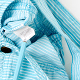 Vintage OshKosh teal engineer stripe bubble overalls with paper tag, 12/18 months