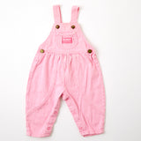 Vintage OshKosh pink engineer stripe bubble overalls on paper tag, 12 months